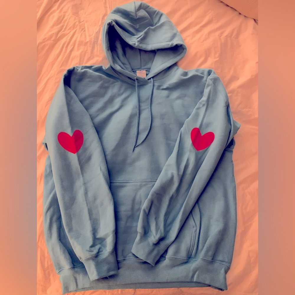 Seeing hearts aqua blue valentine sweatshirt hoodie size L & XL available